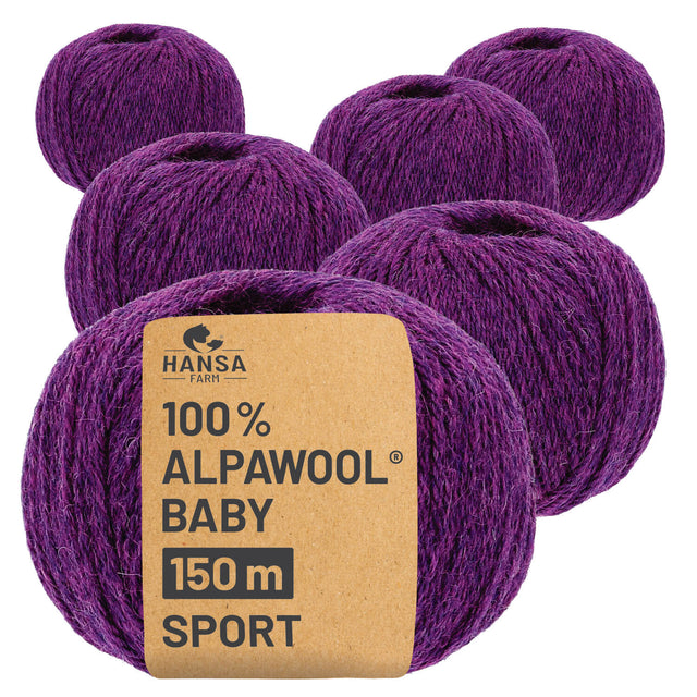 Alpawool® Baby 150 Sport HF204 - 6x50g laine d'alpaga violet mélange