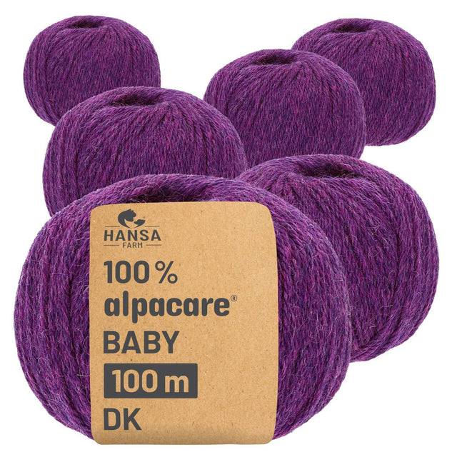 alpacare® Baby 100 DK waschbar HF204 - 6x50g Alpakawolle Lila Melange