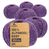 Alpawool® Baby 100 DK HF216 - 6x50g Alpaca Wool Medium Purple Melange