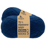 alpacare® Baby Socks waschbar HF259 - 2x112g Alpakawolle Deep Ocean Melange