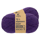 alpacare® Baby Socks waschbar HF204 - 2x112g Alpakawolle Lila Melange