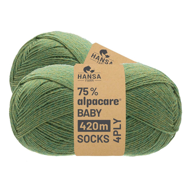 alpacare® Baby Socks waschbar HF283 - 2x112g Alpakawolle Lindenblüte Melange