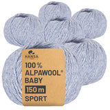 Alpawool® Baby 150 Sport HF241 - 6x50g laine d'alpaga mélange glacier