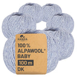 Alpawool® Baby 100 DK HF241 - 6x50g Alpaca Wool Glacier Melange