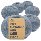 Alpawool® Baby 50 Bulky HF243 - 6x50g Alpakawolle Grau-Grün Melange