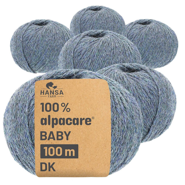 alpacare® Baby 100 DK washable HF243 - 6x50g alpaca wool grey-green melange