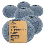 Alpawool® Baby 100 DK HF243 - 6x50g Alpaca Wool Grey-Green Melange