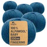 Alpawool® Baby 200 Fingering HF259 - 6x50g Alpakawolle Deep Ocean Melange