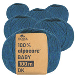 alpacare® Baby 100 DK waschbar HF259 - 6x50g Alpakawolle Deep Ocean Melange