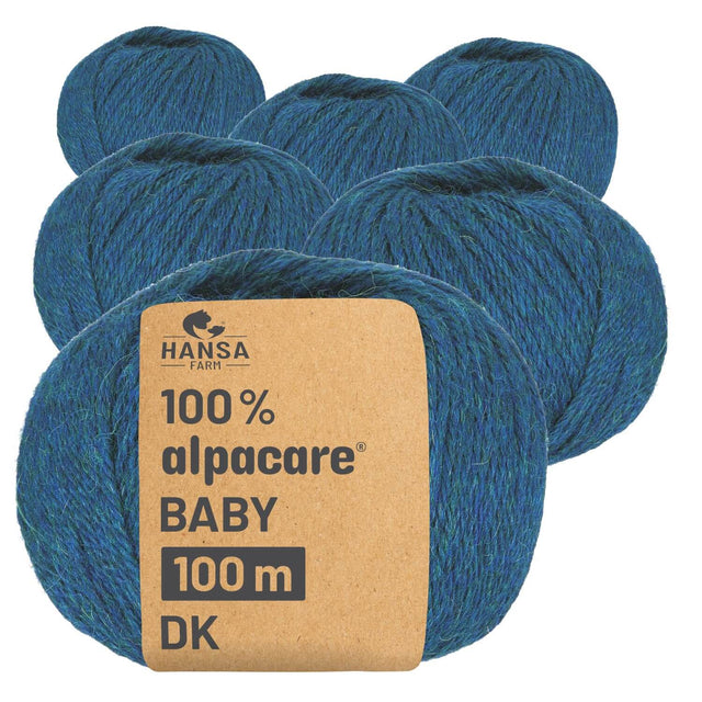 alpacare® Baby 100 DK waschbar HF259 - 6x50g Alpakawolle Deep Ocean Melange