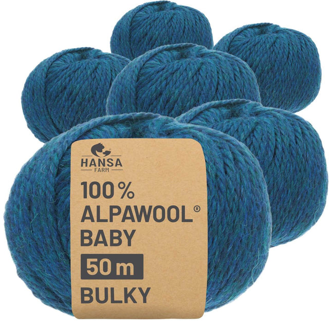 Alpawool® Baby 50 Bulky HF259 - 6x50g Alpakawolle Deep Ocean Melange