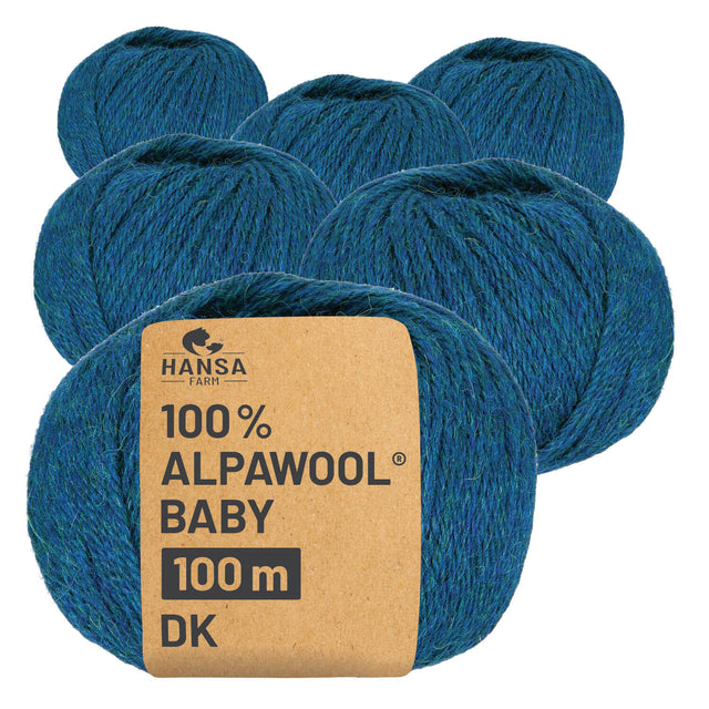 Alpawool® Baby 100 DK HF259 - 6x50g Alpaca Wool Deep Ocean Melange