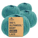 Alpawool® Baby 400 Lace HF266 - 4x50g Alpakawolle Blau-Gruen Melange