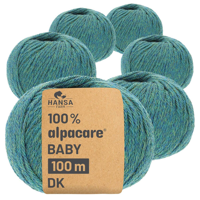 alpacare® Baby 100 DK washable HF266 - 6x50g alpaca wool blue-green melange