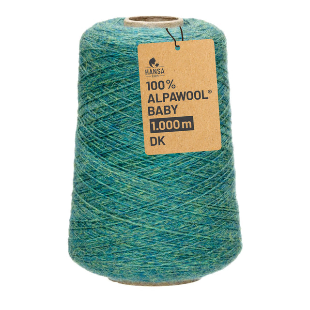 Alpawool® Baby 100 DK HF266 - 500g Alpaca Wool Cone Blue-Green Melange