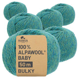 Alpawool® Baby 50 Bulky HF266 - 6x50g Alpakawolle Blau-Grün Melange