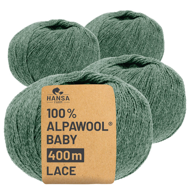 Alpawool® Baby 400 Lace HF275 - 4x50g laine d'alpaga mélange émeraude