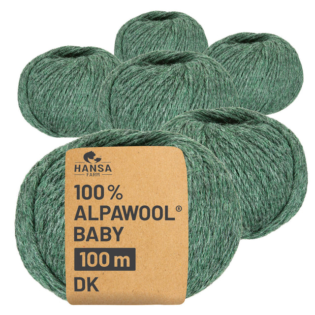 Alpawool® Baby 100 DK HF275 - 6x50g Alpaca Wool Emerald Melange