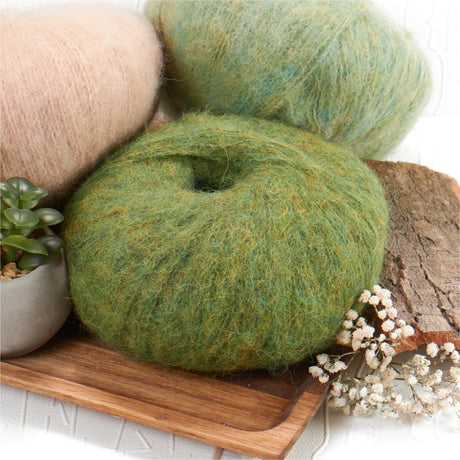 Alpawool® Baby Brushed HF285 - 4x50g Alpaca Wool Medium Green Melange