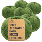 Alpawool® Baby 200 Fingering HF285 - 6x50g laine d'alpaga vert moyen mélangé