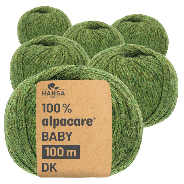 alpacare® Baby 100 DK washable HF285 - 6x50g alpaca wool medium green melange