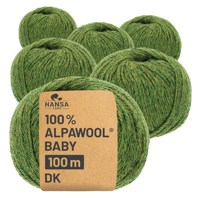 Alpawool® Baby 100 DK HF285 - 6x50g Alpaca Wool Medium Green Melange