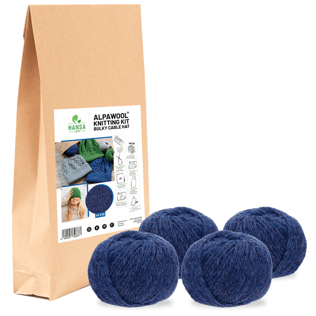 ALPAWOOL® Baby 50 Strick-Set Mütze Dunkelblau Melange HF236