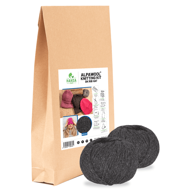 ALPAWOOL® Baby 100 Strick-Set Mütze Anthrazit NFA14