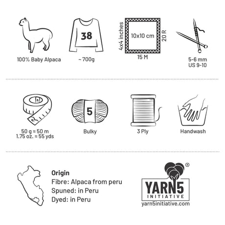 Alpawool® Baby 50 Bulky NB15 - 2x50g Alpaca Wool Black undyed limited