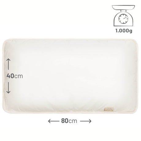 Luxus KbA-Kopfkissen 40 x 80 cm mit 1.000 g Baby Alpaka Füllung