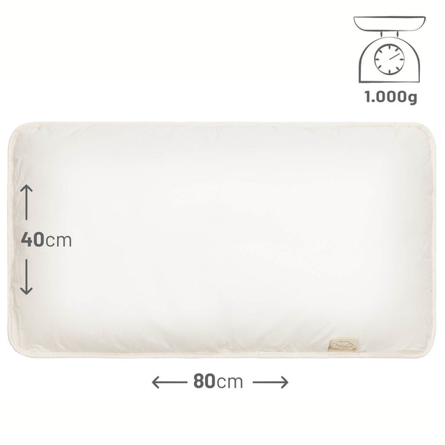 Luxus KbA-Kopfkissen 40 x 80 cm mit 1.000 g Baby Alpaka Füllung
