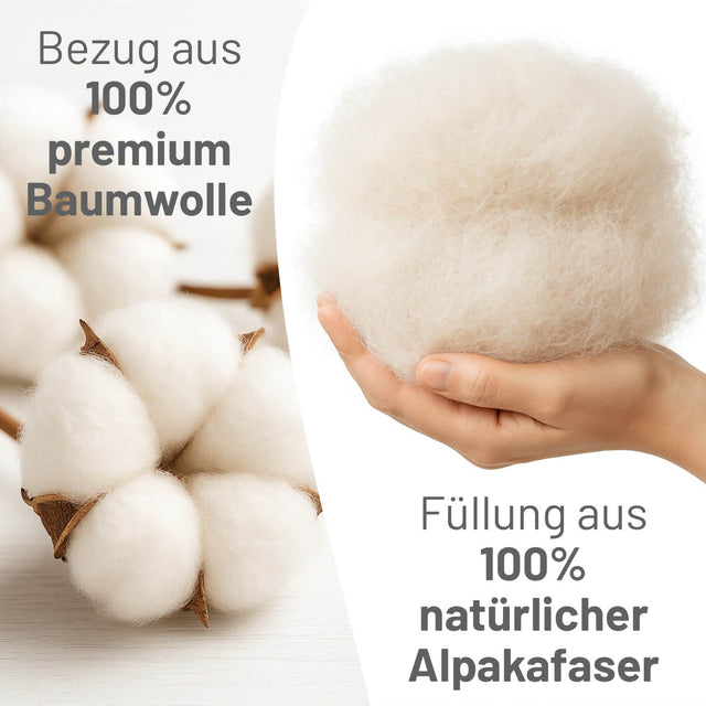 Luxus KbA-Kopfkissen 40 x 80 cm mit 1.000 g Baby Alpaka Füllung