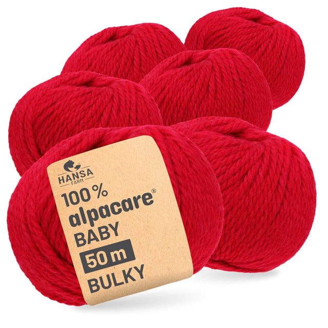 alpacare® Baby 50 Bulky waschbar CF177 - 6x50g Alpakawolle Rot
