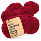 alpacare® Baby 50 Bulky waschbar CF179 - 6x50g Alpakawolle Weinrot