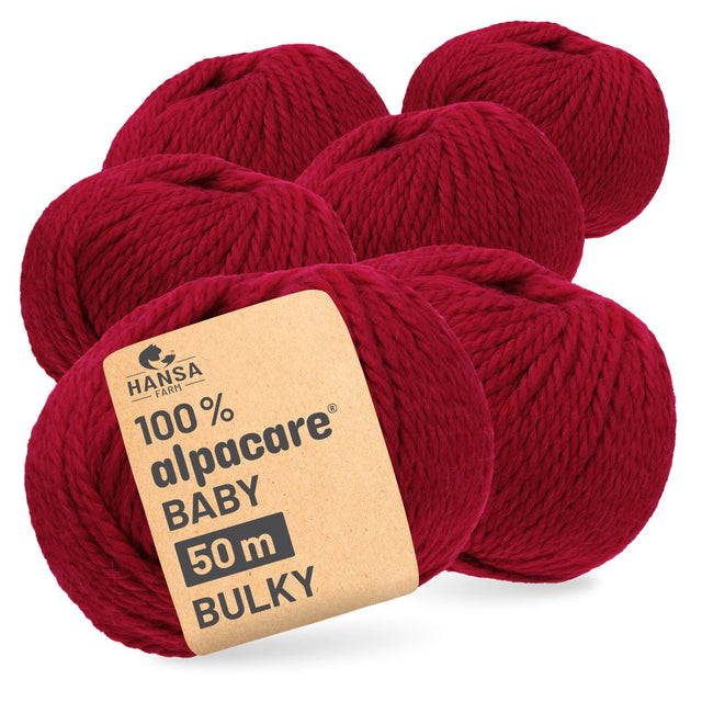 alpacare® Baby 50 Bulky waschbar CF179 - 6x50g Alpakawolle Weinrot
