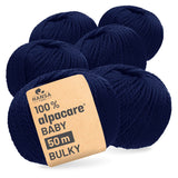 alpacare® Baby 50 Bulky waschbar CF239 - 6x50g Alpakawolle Dunkelblau