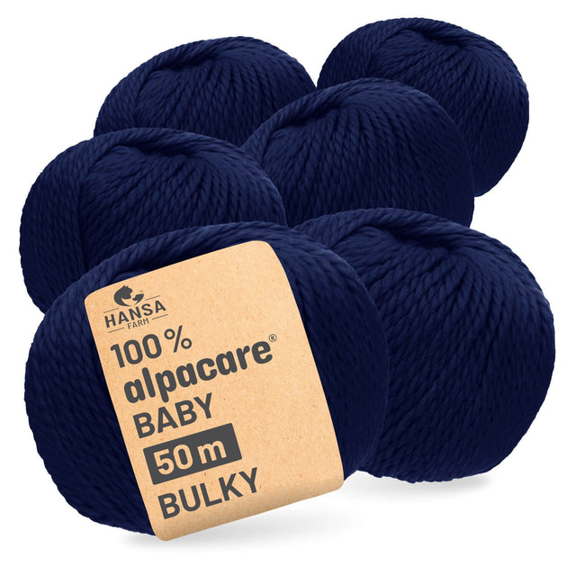 alpacare® Baby 50 Bulky waschbar CF239 - 6x50g Alpakawolle Dunkelblau