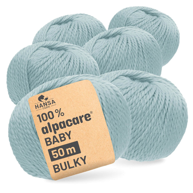 alpacare® Baby 50 Bulky waschbar CF243 - 6x50g Alpakawolle Eisblau