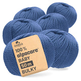 alpacare® Baby 50 Bulky waschbar CF245 - 6x50g Alpakawolle Jeansblau