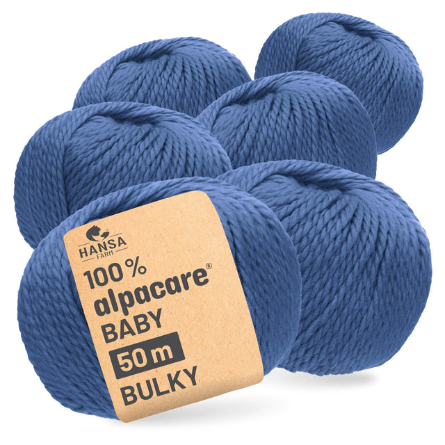 alpacare® Baby 50 Bulky waschbar CF245 - 6x50g Alpakawolle Jeansblau