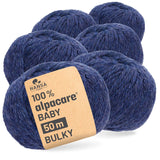 alpacare® Baby 50 Bulky waschbar HF236 - 6x50g Alpakawolle Dunkelblau Melange