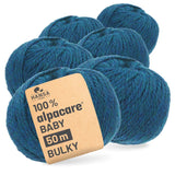 alpacare® Baby 50 Bulky waschbar HF259 - 6x50g Alpakawolle Deep Ocean Melange