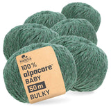 alpacare® Baby 50 Bulky waschbar HF275 - 6x50g Alpakawolle Smaragd Melange