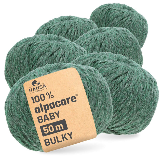 alpacare® Baby 50 Bulky waschbar HF275 - 6x50g Alpakawolle Smaragd Melange