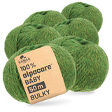 alpacare® Baby 50 Bulky waschbar HF285 - 6x50g Alpakawolle Mittelgrün Melange