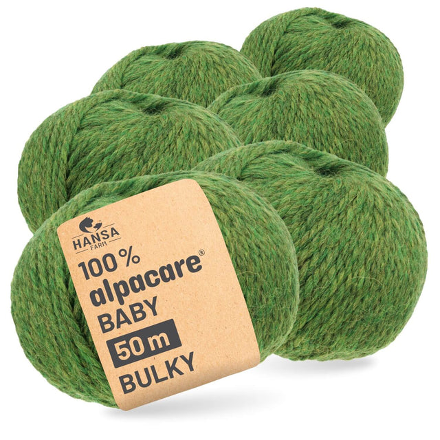 alpacare® Baby 50 Bulky waschbar HF285 - 6x50g Alpakawolle Mittelgrün Melange