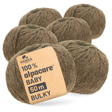 alpacare® Baby 50 Bulky waschbar NFA06 - 6x50g Alpakawolle Braun