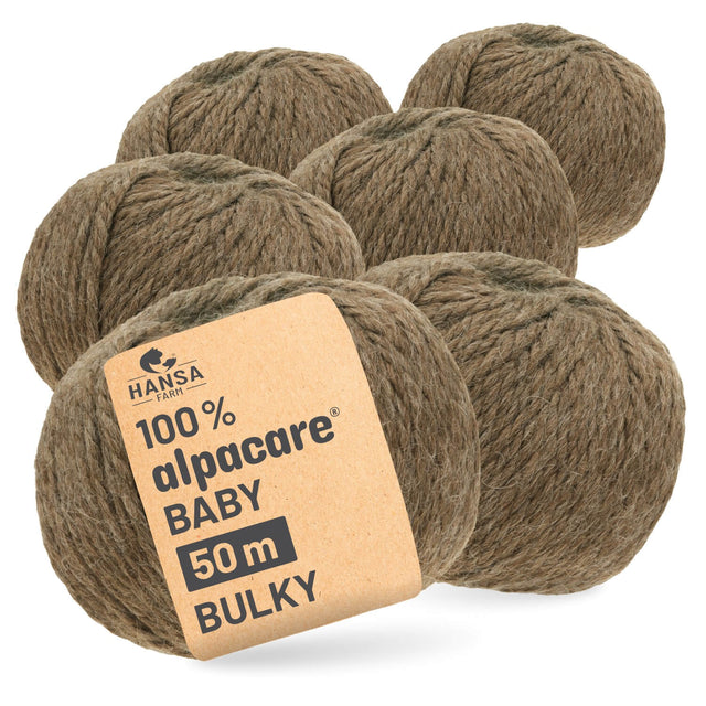 alpacare® Baby 50 Bulky waschbar NFA06 - 6x50g Alpakawolle Braun