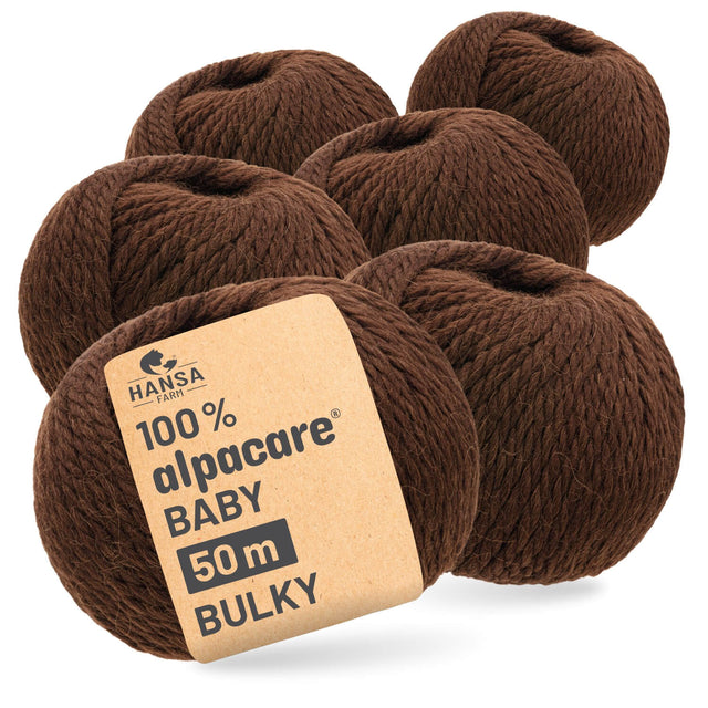 alpacare® Baby 50 Bulky waschbar NFA08 - 6x50g Alpakawolle Schoko