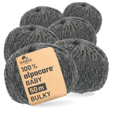 alpacare® Baby 50 Bulky waschbar NFA12 - 6x50g Alpakawolle Dunkelgrau